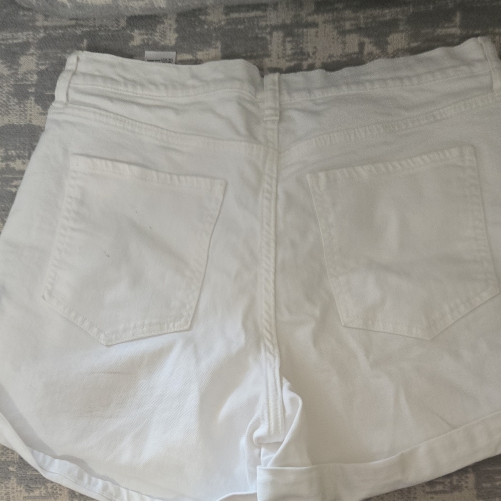 Banana Republic White Jean Shorts High-Waisted Cuffed - Picture 6 of 10